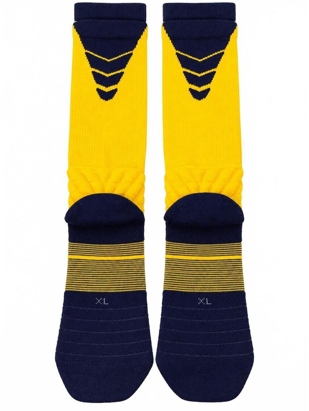 Nike Dri-FIT Yellow and Navy Blue Athletic Cushioned Crew Socks Size XL